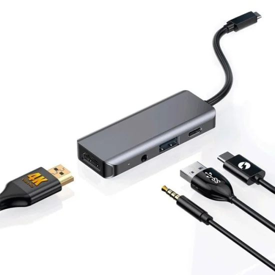 Porodo 4in1 HDMI 4K USB-C Hub - Grey